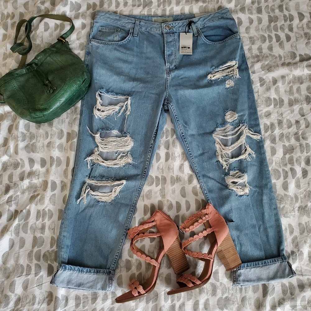 NEW WITH TAGS Topshop Moto Hayden Boyfriend Jeans